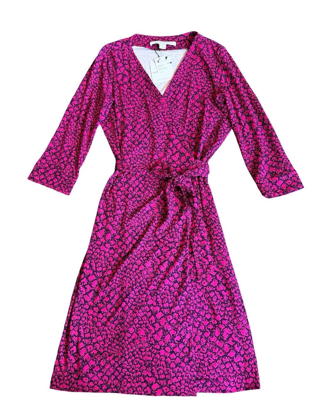 Diane Von Furstenberg New Julian Two Wrap Dress Dotted Snake Pink Size 10 NWT